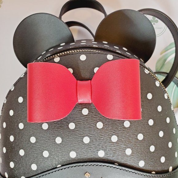 MAKE AN OFFER Disney X Kate Spade Small  Leather Minnie Mouse Backpack Polka Dot - Picture 4 of 7